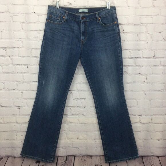 Levi's 515 Jeans Women’s Sz 14 Boot Cut Mid Rise Med Wash Distressed Flap Pocket - Picture 1 of 12